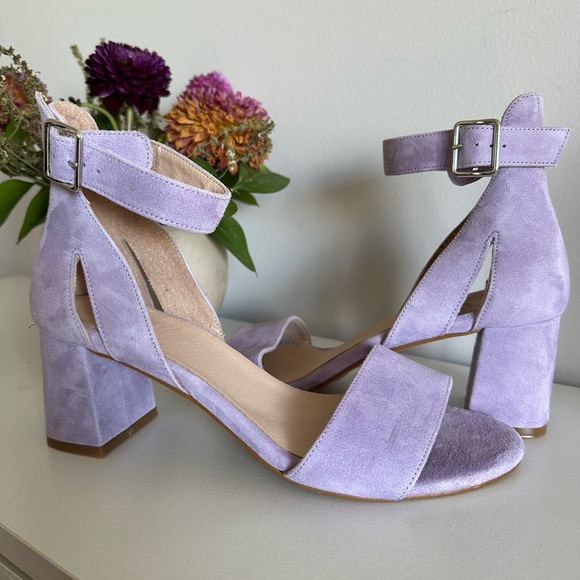 Shoe the Bear pastel lavender lilac purple suede platform sandals - size 9 NWOT - Picture 2 of 4
